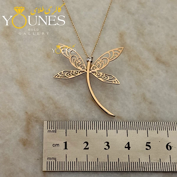 گردنبند سنجاقک نگینی هنری طلا